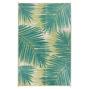 World Rug Gallery Green Tropical Reversible Indoor / Outdoor Area Rug