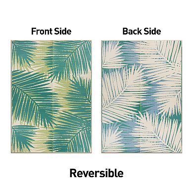 World Rug Gallery Green Tropical Reversible Indoor / Outdoor Area Rug