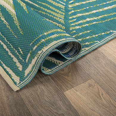 World Rug Gallery Green Tropical Reversible Indoor / Outdoor Area Rug