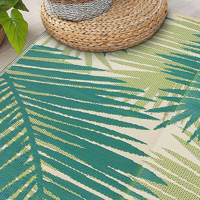 World Rug Gallery Green Tropical Reversible Indoor / Outdoor Area Rug