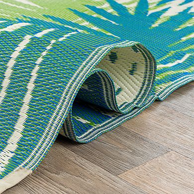 World Rug Gallery Green Tropical Reversible Indoor / Outdoor Area Rug