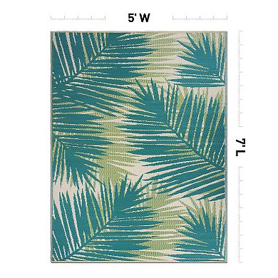 World Rug Gallery Green Tropical Reversible Indoor / Outdoor Area Rug