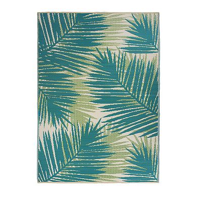 World Rug Gallery Green Tropical Reversible Indoor / Outdoor Area Rug