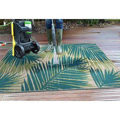 World Rug Gallery Green Tropical Reversible Indoor / Outdoor Area Rug