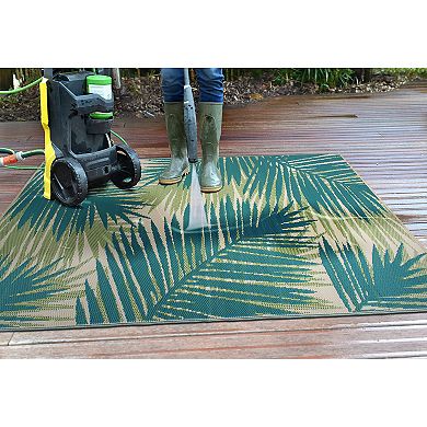 World Rug Gallery Green Tropical Reversible Indoor / Outdoor Area Rug