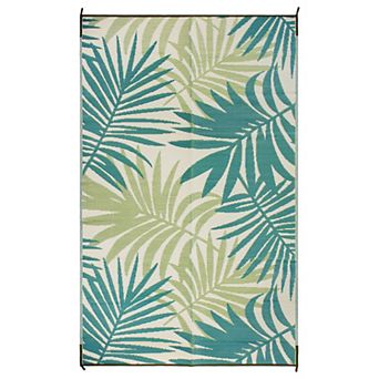 World Rug Gallery Green Modern Fronds Reversible Indoor / Outdoor Area Rug