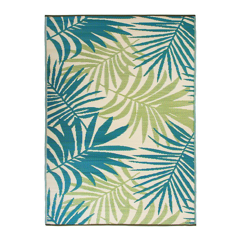 World Rug Gallery Green Modern Fronds Reversible Indoor / Outdoor Area Rug, 8ft x 10ft 