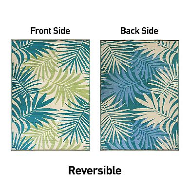 World Rug Gallery Green Modern Fronds Reversible Indoor / Outdoor Area Rug