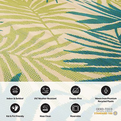 World Rug Gallery Green Modern Fronds Reversible Indoor / Outdoor Area Rug