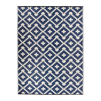 World Rug Gallery Navy Trellis Reversible Indoor / Outdoor Area Rug