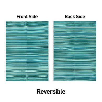 World Rug Gallery Blue Stripe Reversible Indoor / Outdoor Area Rug