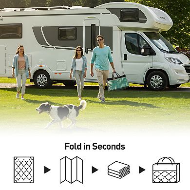 World Rug Gallery Blue Stripe Reversible Indoor / Outdoor Area Rug