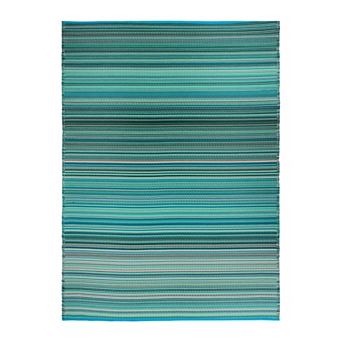 World Rug Gallery Blue Stripe Reversible Indoor / Outdoor Area Rug