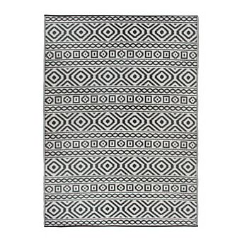 World Rug Gallery Black Geometric Reversible Indoor / Outdoor Area Rug