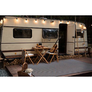 World Rug Gallery Navy & Tan Solid Reversible Indoor / Outdoor Area Rug