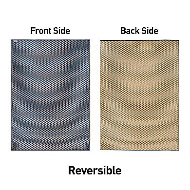 World Rug Gallery Navy & Tan Solid Reversible Indoor / Outdoor Area Rug