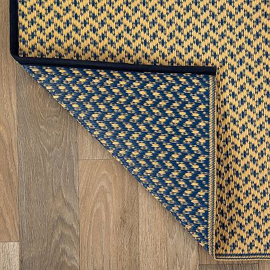 World Rug Gallery Navy & Tan Solid Reversible Indoor / Outdoor Area Rug