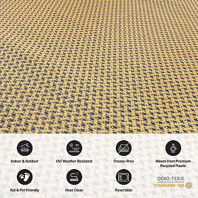 World Rug Gallery Navy & Tan Solid Reversible Indoor / Outdoor Area Rug