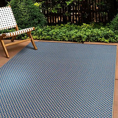World Rug Gallery Navy & Tan Solid Reversible Indoor / Outdoor Area Rug