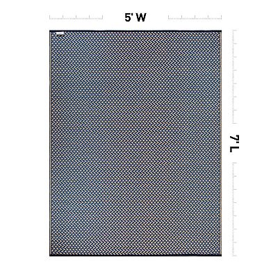 World Rug Gallery Navy & Tan Solid Reversible Indoor / Outdoor Area Rug