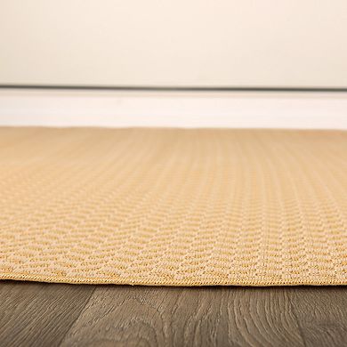 World Rug Gallery Beige & Yellow Solid Reversible Indoor / Outdoor Area Rug
