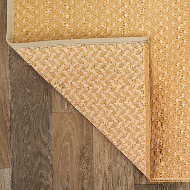 World Rug Gallery Beige & Yellow Solid Reversible Indoor / Outdoor Area Rug