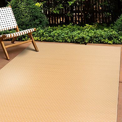 World Rug Gallery Beige & Yellow Solid Reversible Indoor / Outdoor Area Rug
