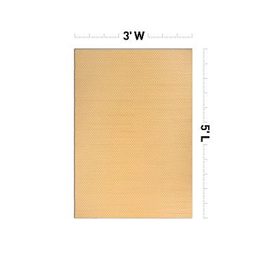 World Rug Gallery Beige & Yellow Solid Reversible Indoor / Outdoor Area Rug
