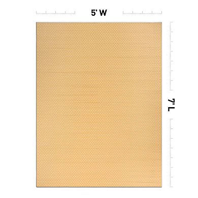 World Rug Gallery Beige & Yellow Solid Reversible Indoor / Outdoor Area Rug