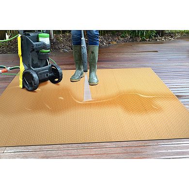 World Rug Gallery Beige & Yellow Solid Reversible Indoor / Outdoor Area Rug