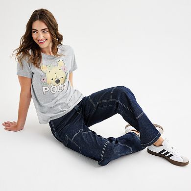 Disney's Winnie the Pooh Women's Short Sleeve Floral Graphic Tee