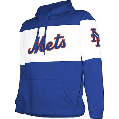 Men's Stitches Royal/White New York Mets Stripe Pullover Hoodie