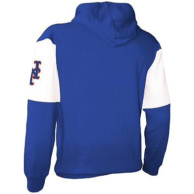 Men's Stitches Royal/White New York Mets Stripe Pullover Hoodie