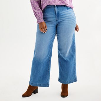 Plus Size Sonoma Goods For Life® Premium High Rise Wide-Leg Jeans