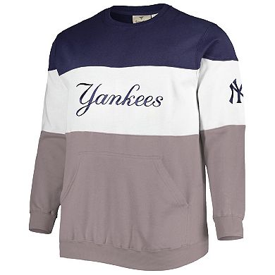 Men's Navy/White New York Yankees Big & Tall Pullover Sweatshirt