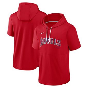 Men's Nike Red Los Angeles Angels Springer Short Sleeve Team Pullover Hoodie