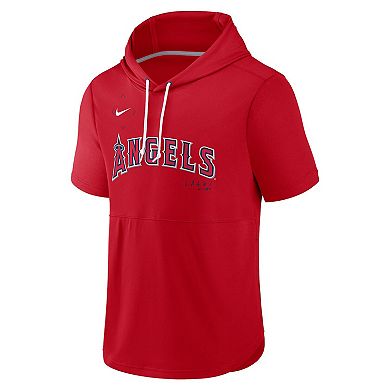 Men's Nike Red Los Angeles Angels Springer Short Sleeve Team Pullover Hoodie