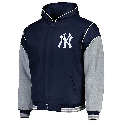 Men's JH Design Navy New York Yankees Reversible Fleece Full-Snap ...