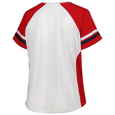 Women's White/Red St. Louis Cardinals Plus Size Notch Neck T-Shirt