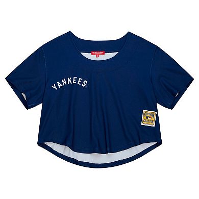 Women's Mitchell & Ness Navy New York Yankees Cooperstown Collection Crop T-Shirt