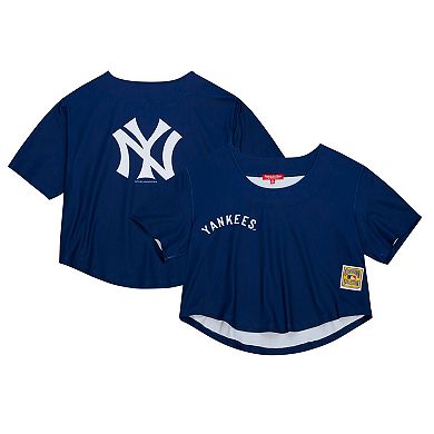 Women's Mitchell & Ness Navy New York Yankees Cooperstown Collection Crop T-Shirt
