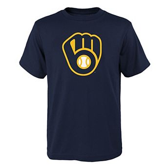 Youth Navy Milwaukee Brewers Logo Primary Team T-Shirt