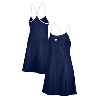 Women's Lusso Navy Houston Astros Nakita StrappyÂ V-Neck Dress