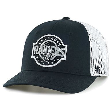 Youth '47 Black/White Las Vegas Raiders Scramble Adjustable Trucker Hat