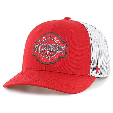 Youth '47 Red/White Tampa Bay Buccaneers Scramble Adjustable Trucker Hat