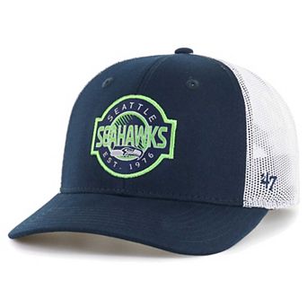 Youth '47 Navy/White Seattle Seahawks Scramble Adjustable Trucker Hat