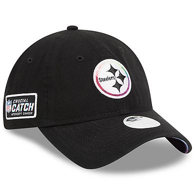 Women's New Era  Black Pittsburgh Steelers 2023 NFL Crucial Catch 9TWENTY Adjustable Hat