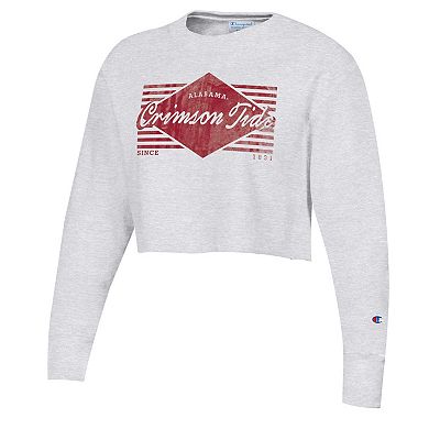 Women's Champion Heather Gray Alabama Crimson Tide Reverse WeaveÂ Cropped Pullover Sweatshirt
