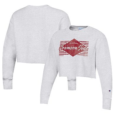 Women's Champion Heather Gray Alabama Crimson Tide Reverse WeaveÂ Cropped Pullover Sweatshirt