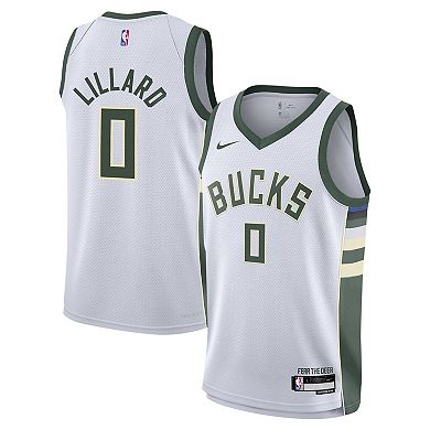 Youth Nike Damian Lillard White Milwaukee Bucks Swingman Jersey - Association Edition